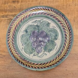 Mexican Pottery Plate Wall Decor  Redware Grape Pattern